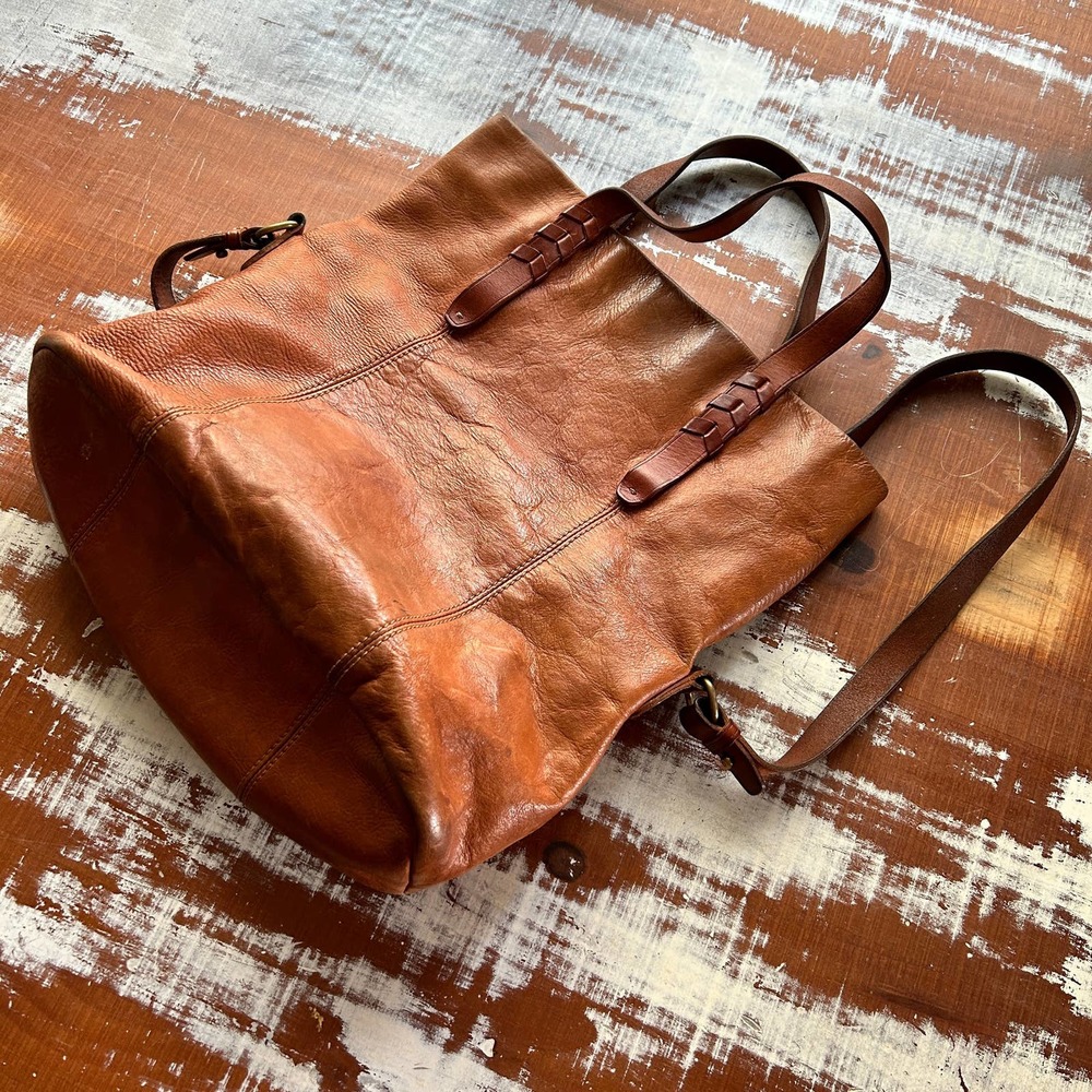 Madewell Leather Medium Transport Bag Tote Purse Saddle
